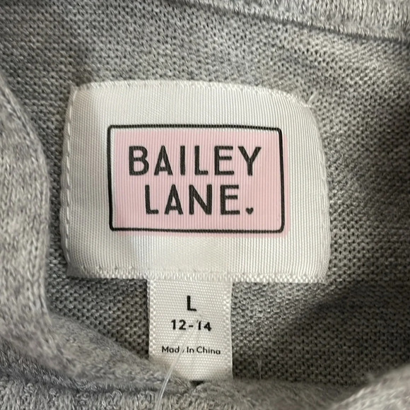 NWT Bailey Lane Crop Tie Front Brushed Pullover Light Grey Floral Hoodie L - Picture 9 of 16